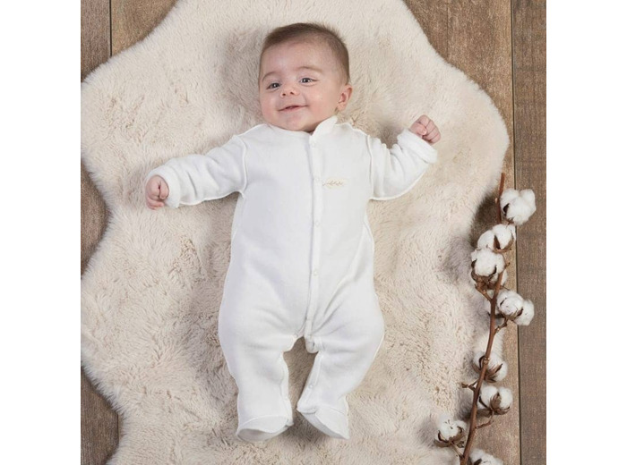 Pyjama coton bio polaire écru