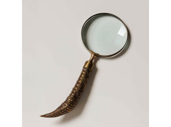 Loupe Etnik gravée dorée résine 28x10cm