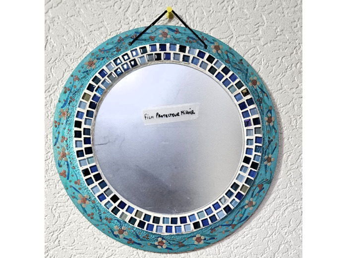 MON BEAU MIROIR – Bois, mosaïque & peinture (Ø 30 cm)