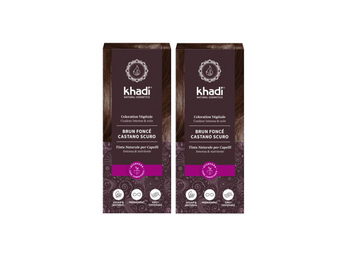 Lot de 2 coloration végétale Marron Foncé Brun 100gr