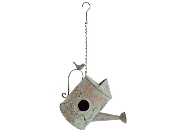 Nichoir oiseaux arrosoir fer 22x19x33cm