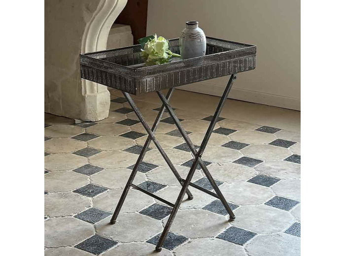 Desserte pliante fer patiné jardin ou maison 51x31x62cm