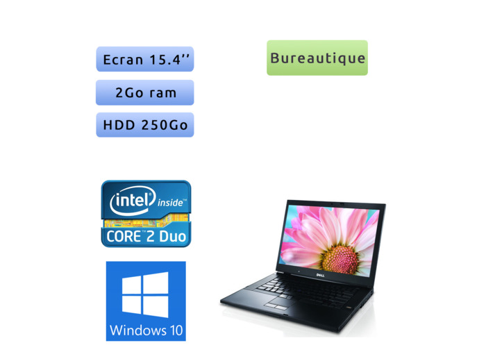 Dell Latitude E6500 - Windows 10 - 2.53 2Go 250Go - 15.4  - Ordinateur Portable PC