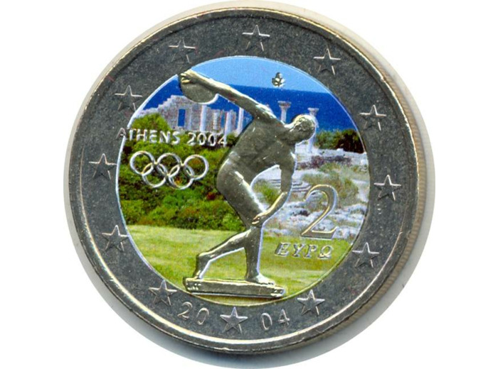 GRECE 2004 2 EURO COLORISEE JEUX ATHENES SUP