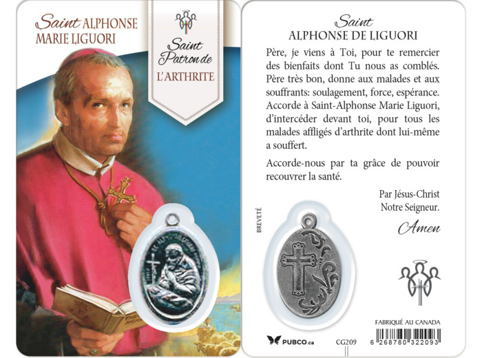 Carte-prière avec insertion ST GUERISSEUR - ST ALPHONSE - anglais