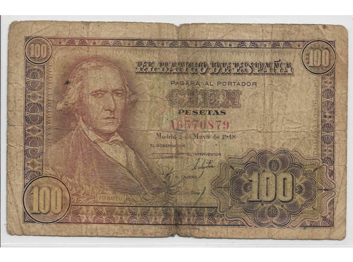 ESPAGNE 100 PESETAS 02/05/1948 SERIE AG TB