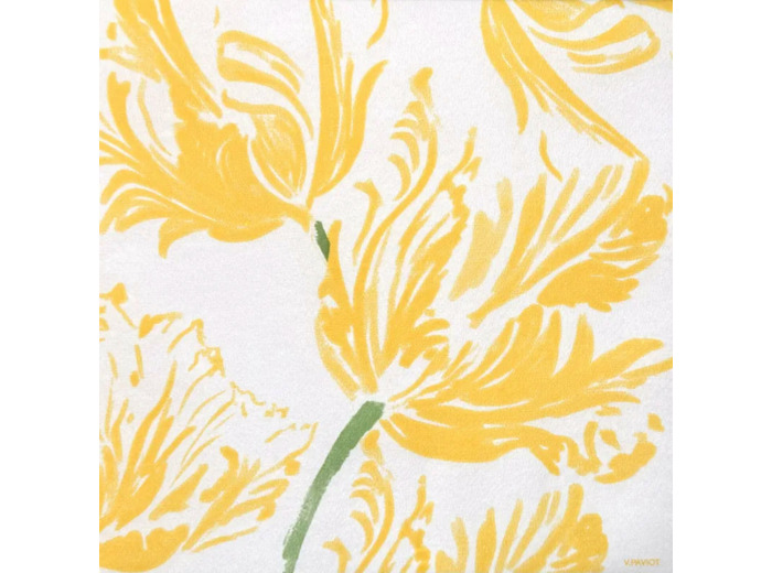 SERVIETTES EN INTISEES TULIPES JAUNES