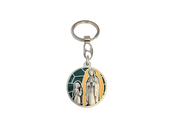 Porte clé métal relief 30mm - Bicolore - Notre Dame de Lourdes