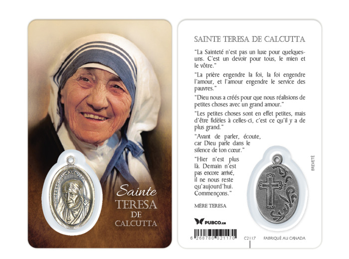 Carte-prière avec insertion STE TERESA DE CALCUTTA