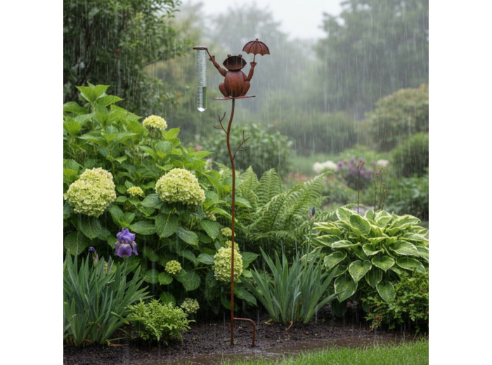 Pluviomètre grenouille parapluie 22x12x100cm