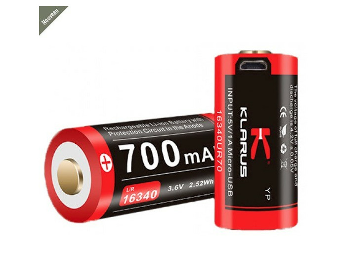 Batterie rechargeable prise micro USB pour lampe Klarus Mi1C/XT1A/XT1C