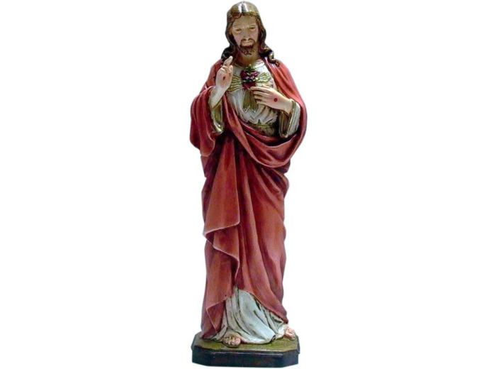 Sacré-Coeur de Jésus 16cm -résine polychrome peint main