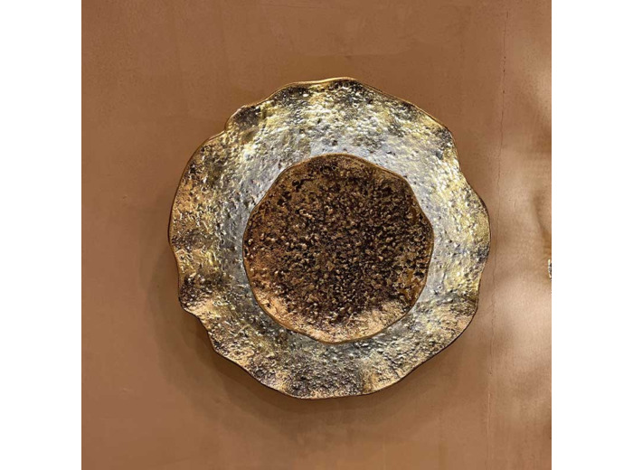 Applique murale ronde martelée dorée 36x10cm