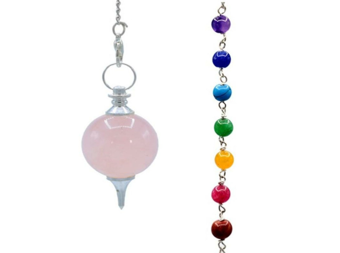 Pendule Quartz rose et 7 Chakras
