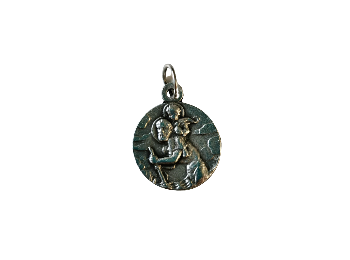 Médaille 18mm en Métal Argenté - CHRISTOPHE