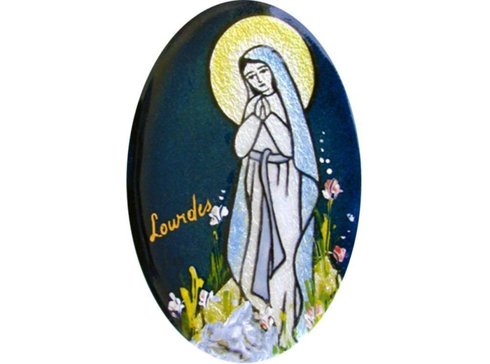 Notre Dame de Lourdes 8,9X6cm - EMAUX DU LIBAN