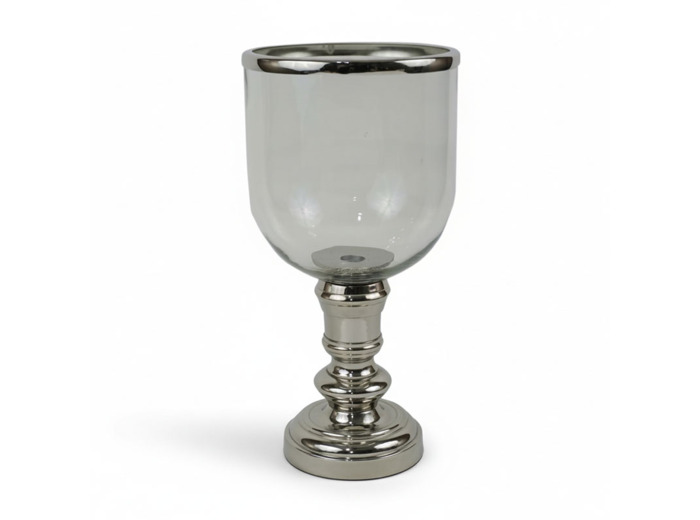 Grand photophore verre argent 18x18x10cm