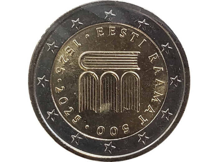 ESTONIE 2025 2 EURO COMMEMO 500 ans du livres UNC