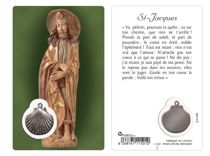 Carte-prière avec insertion ST JACQUES de COMPOSTELLE