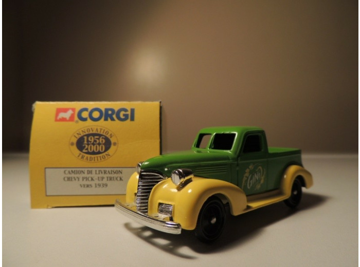 CHEVY PICK-UP TRUCK 1939 PUBLICITE GINI VERT ET JAUNE 1/45