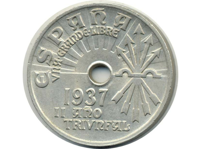 ESPAGNE REPUBLIC 25 CENTIMOS 1937 TTB+ (W753)