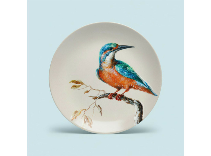 Dessous Plat Oiseau Bleu Orange dolomite 20x20x2cm
