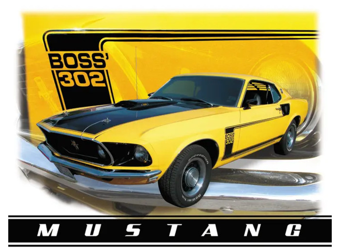 Plaque métal - Ford Mustang Boss 302 - 31.5x40.