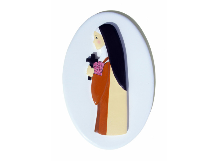 Sainte Thérèse de Lisieux, socle blanc 18x11cm