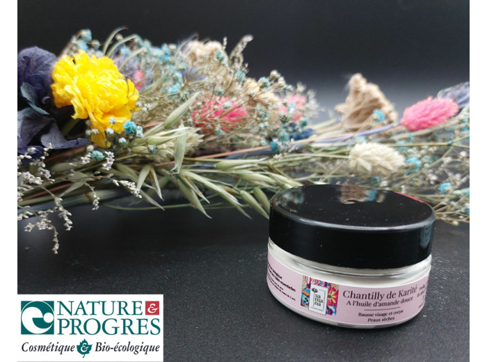 Baume Visage et Corps "Chantilly de karité" à l'huile d'Amande Douce et Géranium Rosat