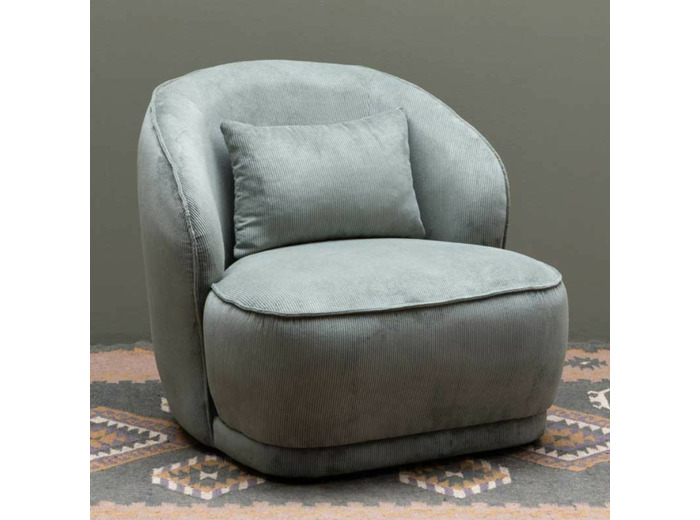 Fauteuil côtelé vert Nasrine 78x81x74cm