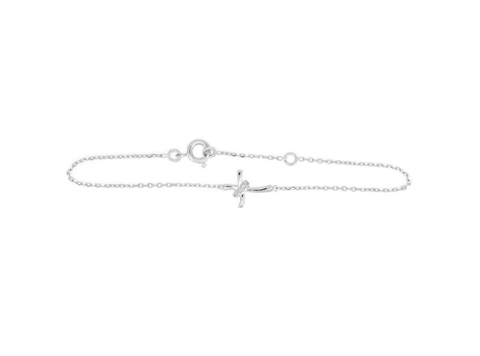Bracelet en Argent 925 - CROIX STRASS