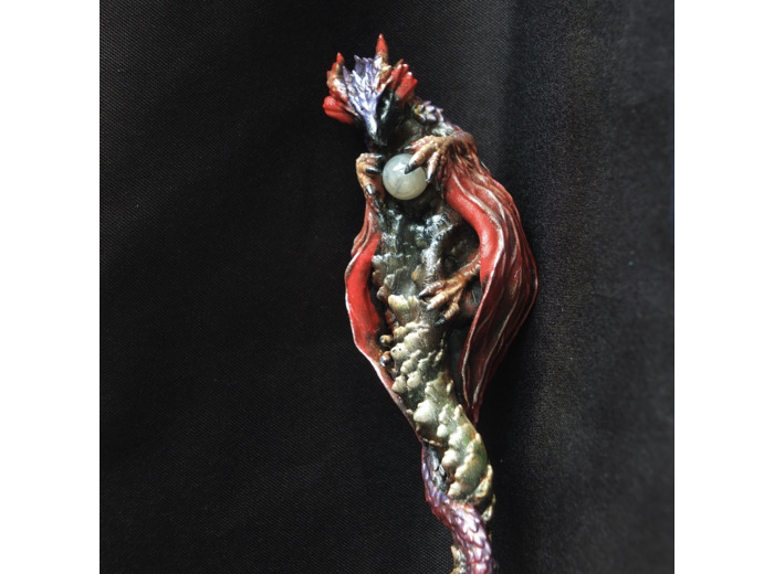 Baguette magique "Le Dragomancien" et sa pierre naturelle