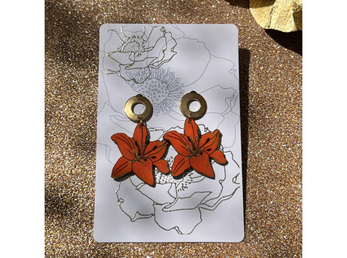 Boucles d'oreilles lys orange