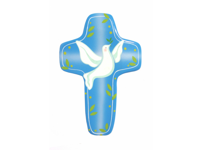 Croix Colombe Bleue 14,5x9,5cm