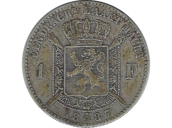 BELGIQUE 1 FRANK 1887 FL TB+