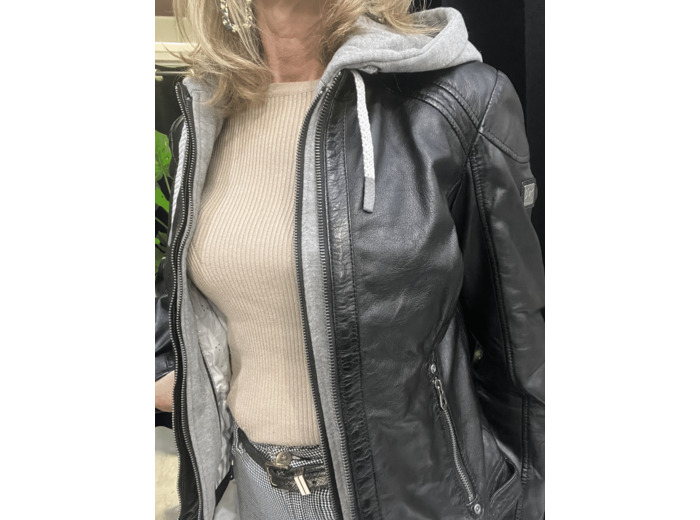 BCF596 blouson femme cuir agneau marine, marron