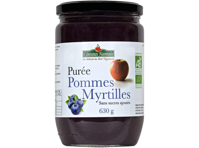 Puree pomme myrtille 630g Côteaux Nantais