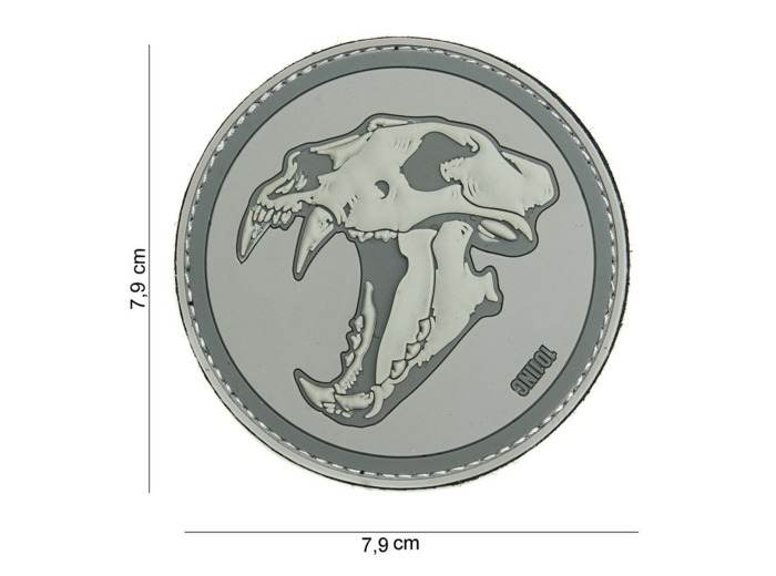 Patch 3D PVC Tigre aux dents de sabre (gris)