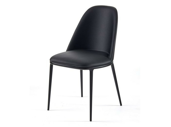 Chaise tissu ecopelle LEA Noir piètement en acier laqué noir