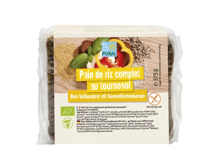 Pain de Riz complet Bio au Tournesol-375g-Pural