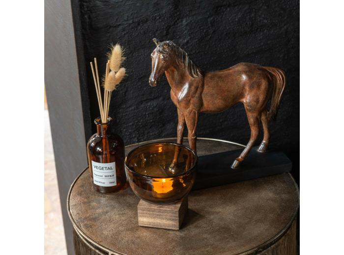 Statuette cheval résine marron 27x8x28cm