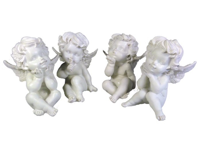 Ensemble de 4 Anges Tendresse en Résine Ht8X6cm
