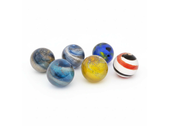 Lampe boule led Galaxie verre bleu océan 14x14x14cm