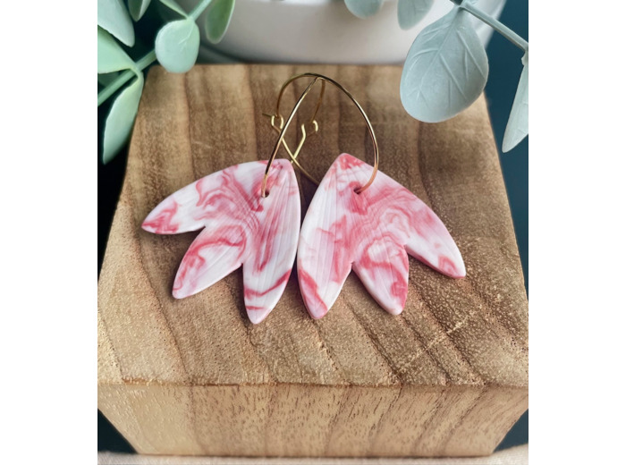 Boucles d'oreille en porcelaine blanche et colorée