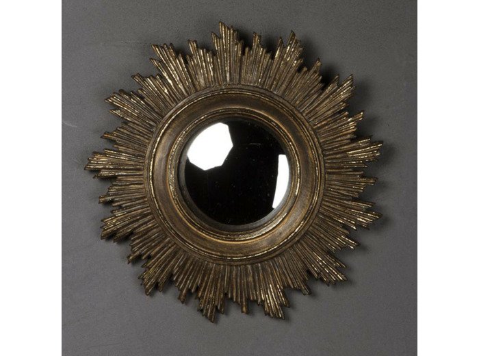 Miroir convexe soleil doré antique 18cm