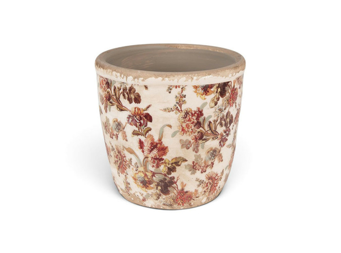 Pot de fleurs céramique beige rose 13x13cm