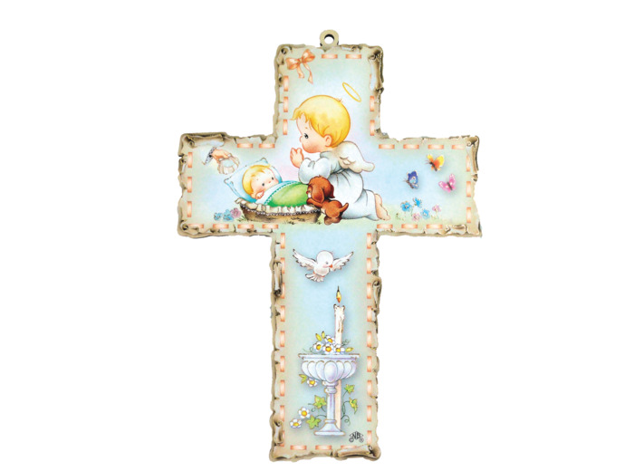 Croix en Bois 10x15cm - BAPTÊME
