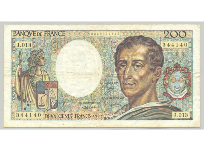 FRANCE 200 FRANCS MONTESQUIEU 1982 J.013 TTB