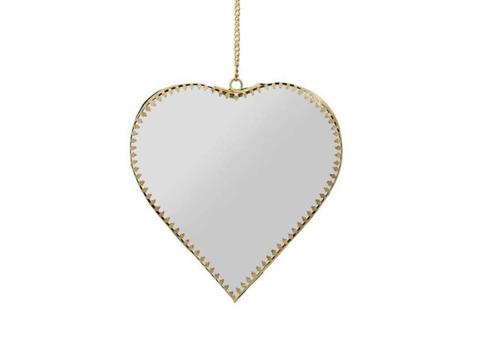 Miroir coeur doré 15x16cm
