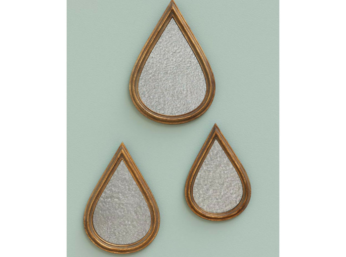 Ensemble 3 miroirs goutte d'or 17x25x2cm